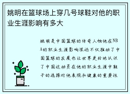 姚明在篮球场上穿几号球鞋对他的职业生涯影响有多大
